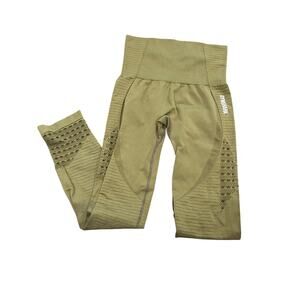 Gymshark Seamless Sculpt Leggings Olive Green High Waisted Mesh Detail Medium